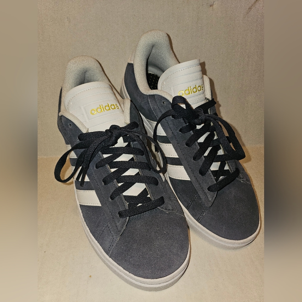 Adidas Grand Court Alpha Sneakers Shoes Grey/White Leather Lace Up Mens 10